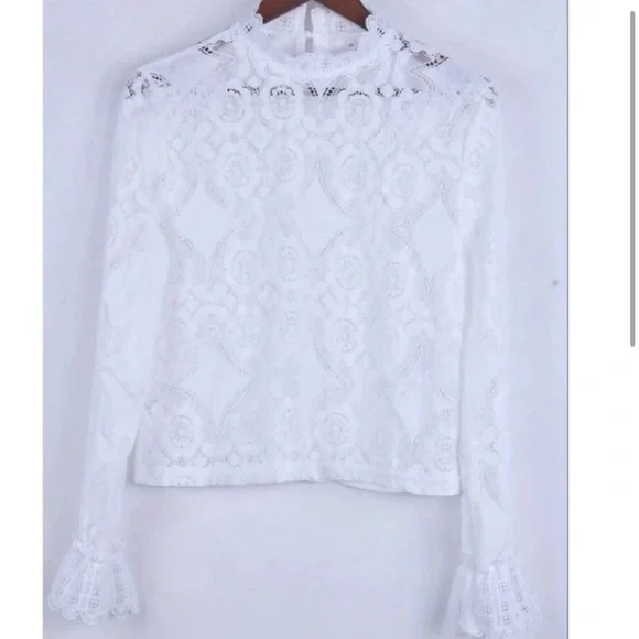 New lace mock neck long sleeve top - Picture 3 of 4